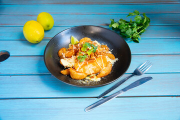 Food in display for the photo shoot in Tokyo, Japan. Nowadays in 2023, people rely on the food delivery service 