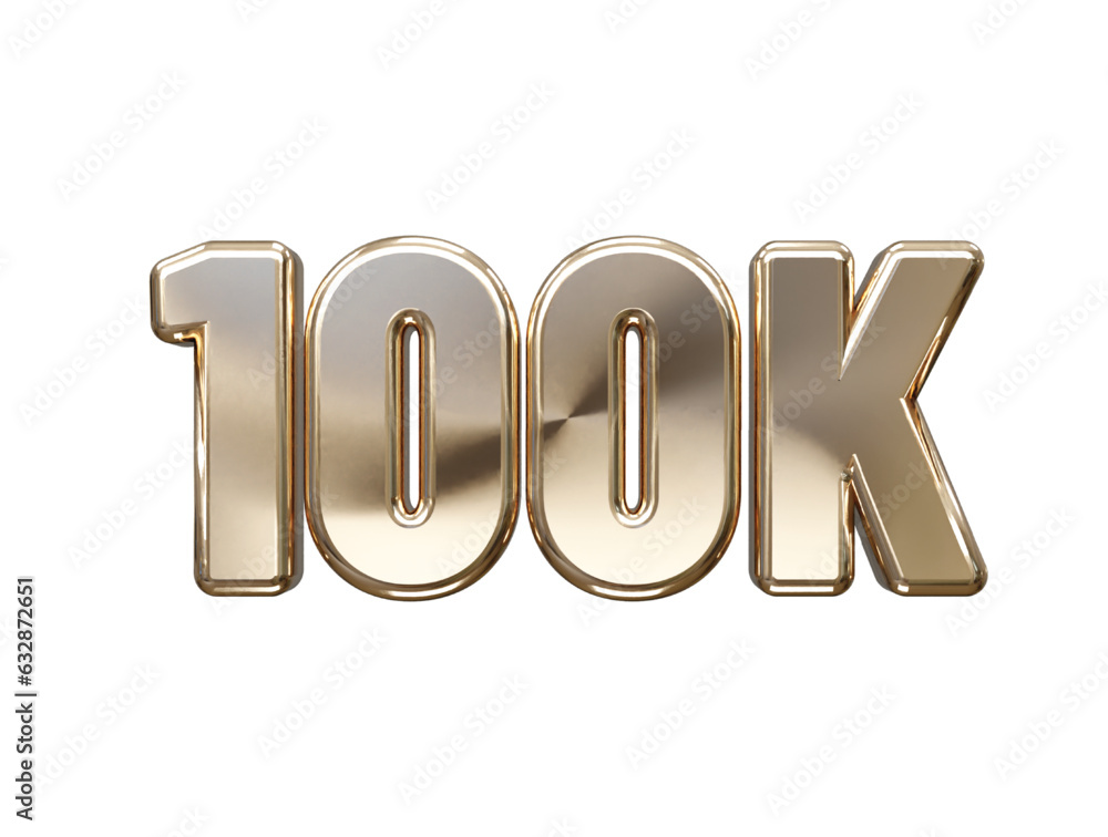 Poster 100k 3d rendering text effect transparent vector