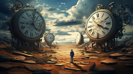 Clockwork Dreamscape: Temporal Vortex Surreal Landscape