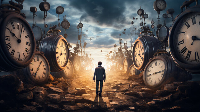 Clockwork Dreamscape: Temporal Vortex Surreal Landscape