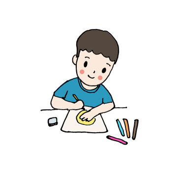 boy love drawing, hand drawn style vector