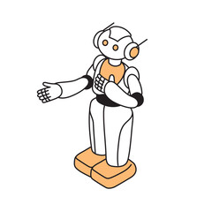 アイソメトリック構図　AIロボットのシンプルなイラスト
