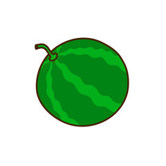 Hand-drawn watermelon on a transparent background. Isolated vector illustration of watermelon
