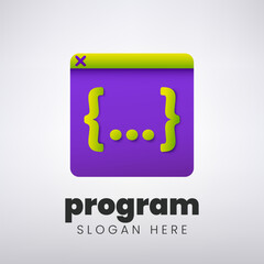 Program Logo Design, Creative Coding Concept, Vector Illustration
