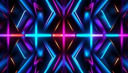 neon line pattern abstract background, repeat motion illustration, generative ai