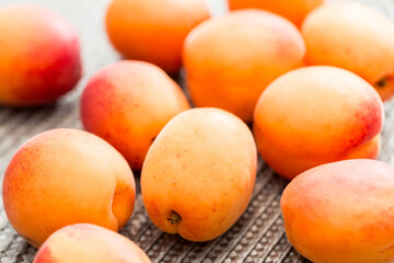 Harvest of fresh ripe apricots