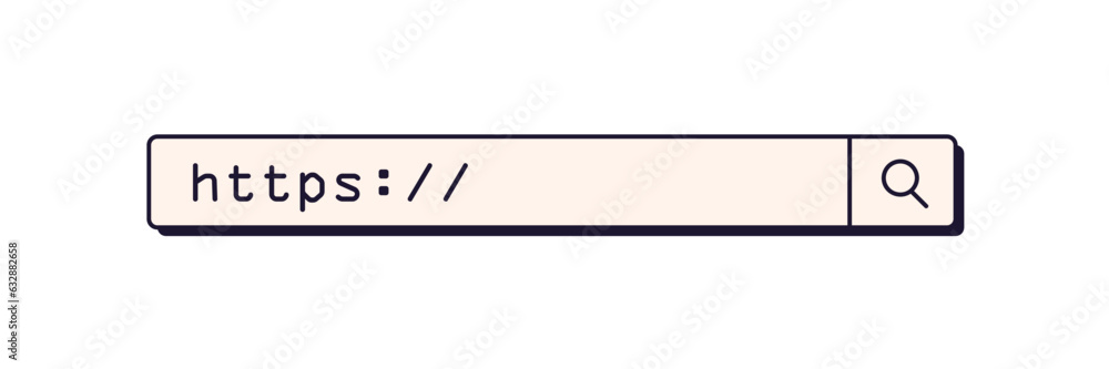 Aufkleber Web address bar for http url. Browser cell, blank frame, field for https link, domain. UI design element in retro digital technology style. Flat vector illustration isolated on white background