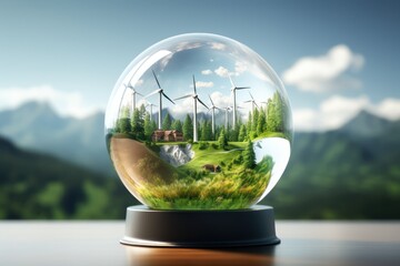 Green eco friendly lightbulb, green energy innovation concept, Generative AI - obrazy, fototapety, plakaty