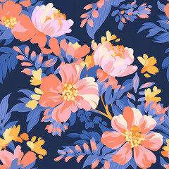 Colorful Floral Flower Seamless Pattern Wallpaper Background