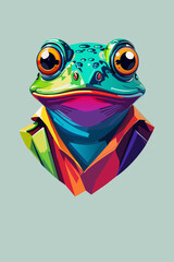 bright vector logo tree frog, toad in a suit