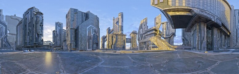 industrial sci fi 360° vr futuristic background 3d render
