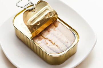 Opened tin of anchovies