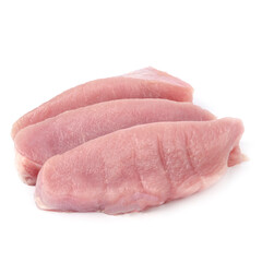Halal turkey breast steak on white background
