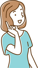 相手に向かって話をする若い女性