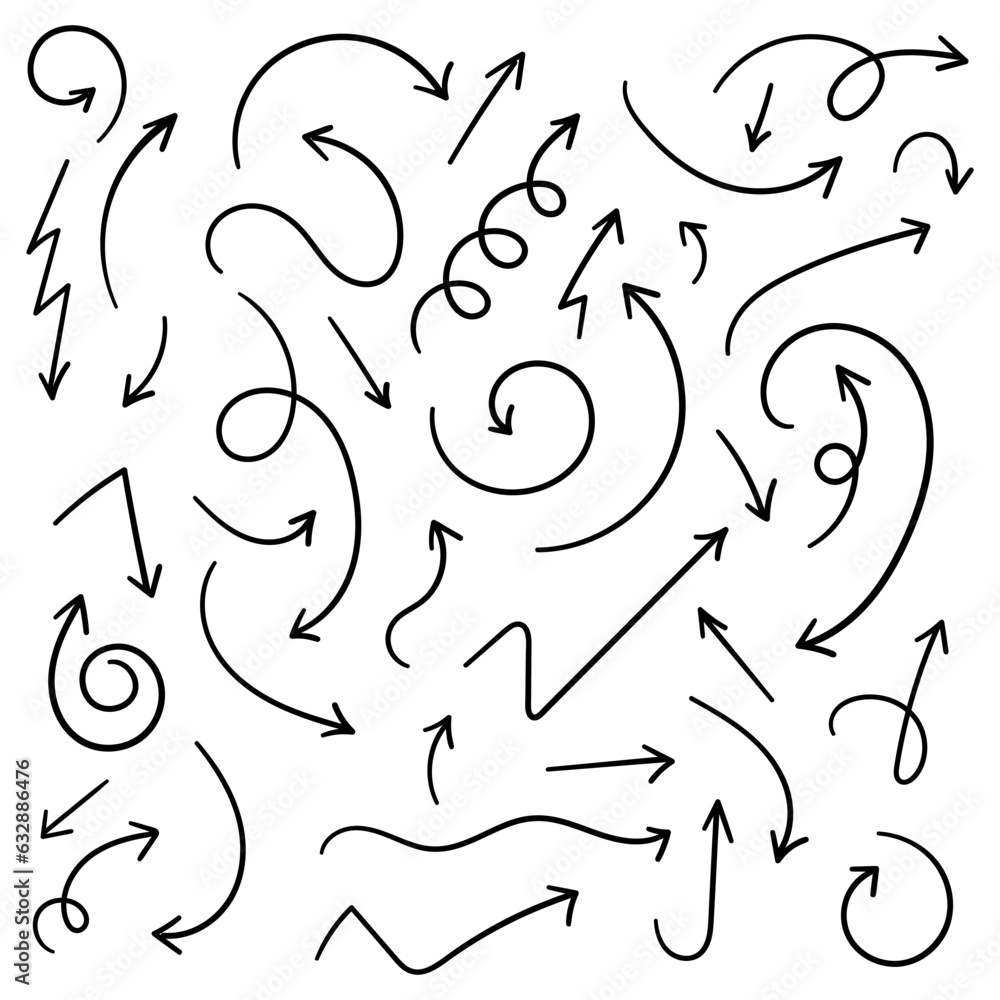 Aufkleber hand drawn arrows collection set simple flat arrows isolated on white background. arrow mark icons a