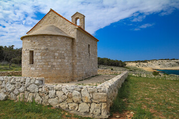 Rebuilt medieval votive church of Saint Nicholas on the island of Rab
