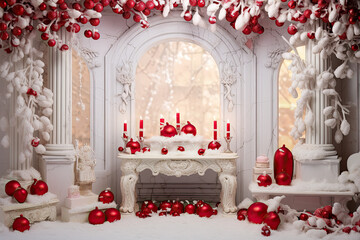 Snow white Christmas banner with copy space