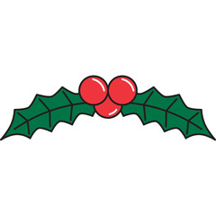 Christmas mistle toe flat line icon