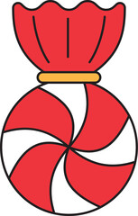 Christmas candy flat line icon