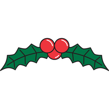 Christmas mistle toe flat line icon