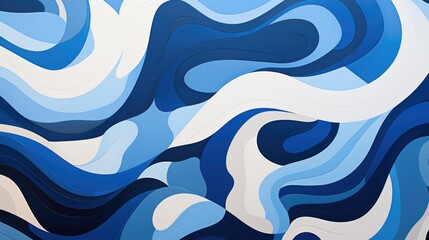 A blue and white abstract design