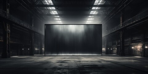 Modern spacious industrial big blank display ai generated - obrazy, fototapety, plakaty