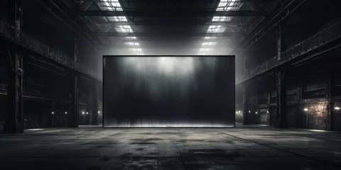 Fotobehang Modern spacious industrial big blank display ai generated © Tymofii
