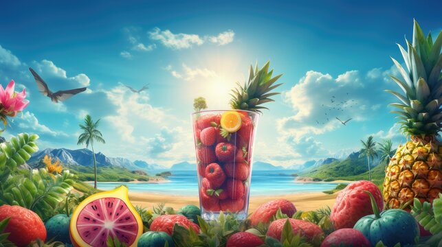 Realistic background for summertime ai generated