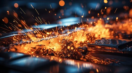 Sparks metal glowing molten hot ai generated