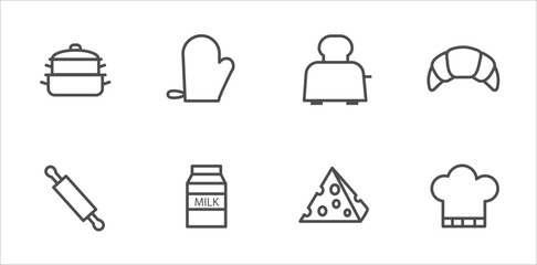Kitchen Utensils Bakery Outline Vector