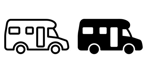 ofvs431 OutlineFilledVectorSign ofvs - motorhome vector icon . motor home sign . recreational vehicle concept . isolated transparent . black outline and filled version . AI 10 / EPS 10 / PNG . g11771