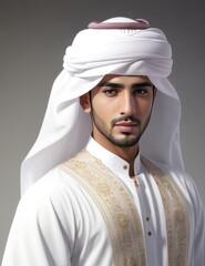 an arab man with white outfit