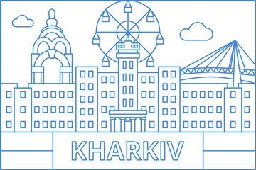 Kharkiv Outline Concept. Vector Illustration of Ukraine University Country Architecture. SVG