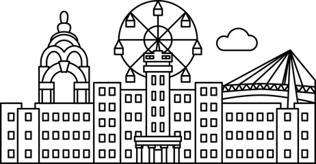 Fototapeta premium Kharkiv Line Concept. Vector Illustration of Ukraine University Country Architecture. SVG
