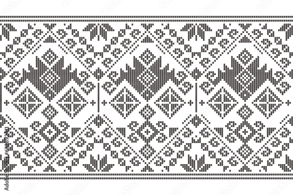 Poster yakan weaving inspired vector seamless long pattern - filipino traditonal geometric textile or fabri