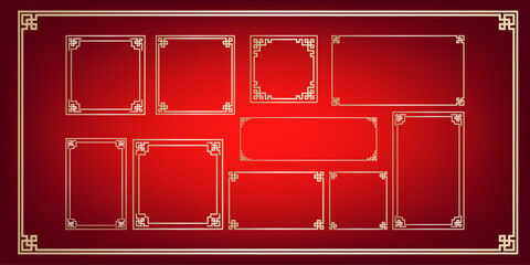 Chinese style golden frame element for traditional design concept.