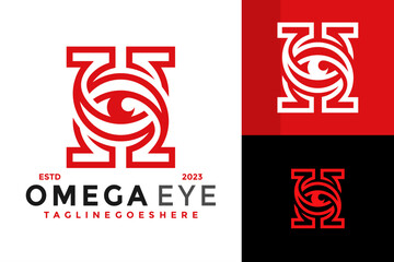 Omega eye vision design vector symbol icon illustration - obrazy, fototapety, plakaty
