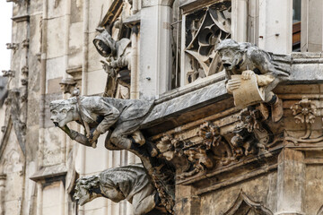 Gargoyle sculptures on gothic European building