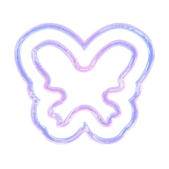 Obraz premium Butterfly Y2K element with pastel hologram holographic chrome 3d effect