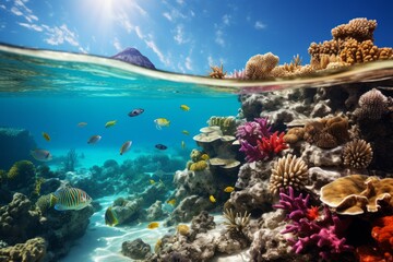 Colorful Coral Reef And Marine Life, Generative AI