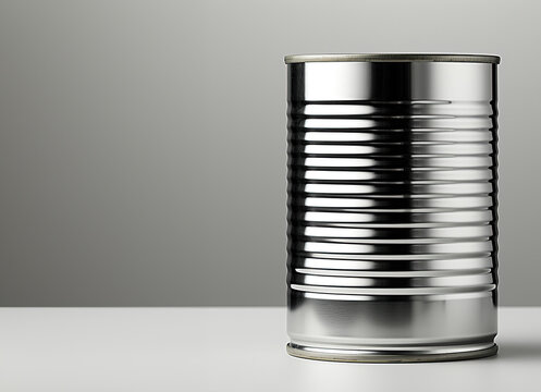 Tin can against a light background.