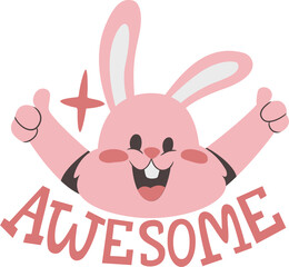 Awesome pink bunny sticker