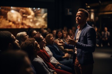 Presenter Leading An Interactive Q&A Session, Generative AI - obrazy, fototapety, plakaty