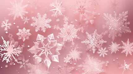 Fototapeta na wymiar Delicate snowflakes, Solid pink background, 