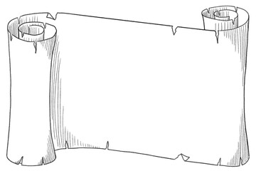 Obraz premium line ink drawing of illustration of a parchment with text free space