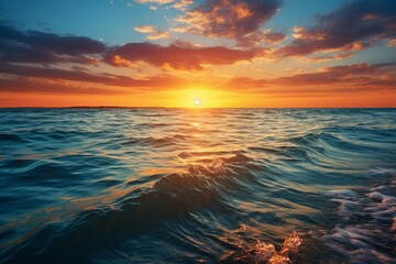 Fototapeta na wymiar Golden Sunrise Casting Its Rays Over The Ocean, Generative AI