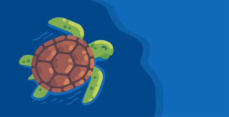 turtle vector swimming in the sea, flat style design. backgrounds for banners, and web needs 