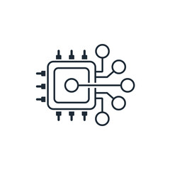 Electronic board and control.Vector linear icon isolated on white background.