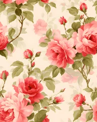 Gordijnen Flowers bloom watercolor  seamless pattern  © Oksana