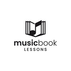 Modern and simple logo combination of book and music note. It is suitable for use for music logos.